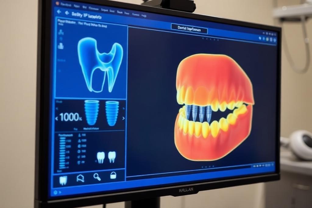 Tela de planejamento digital de implante dentário