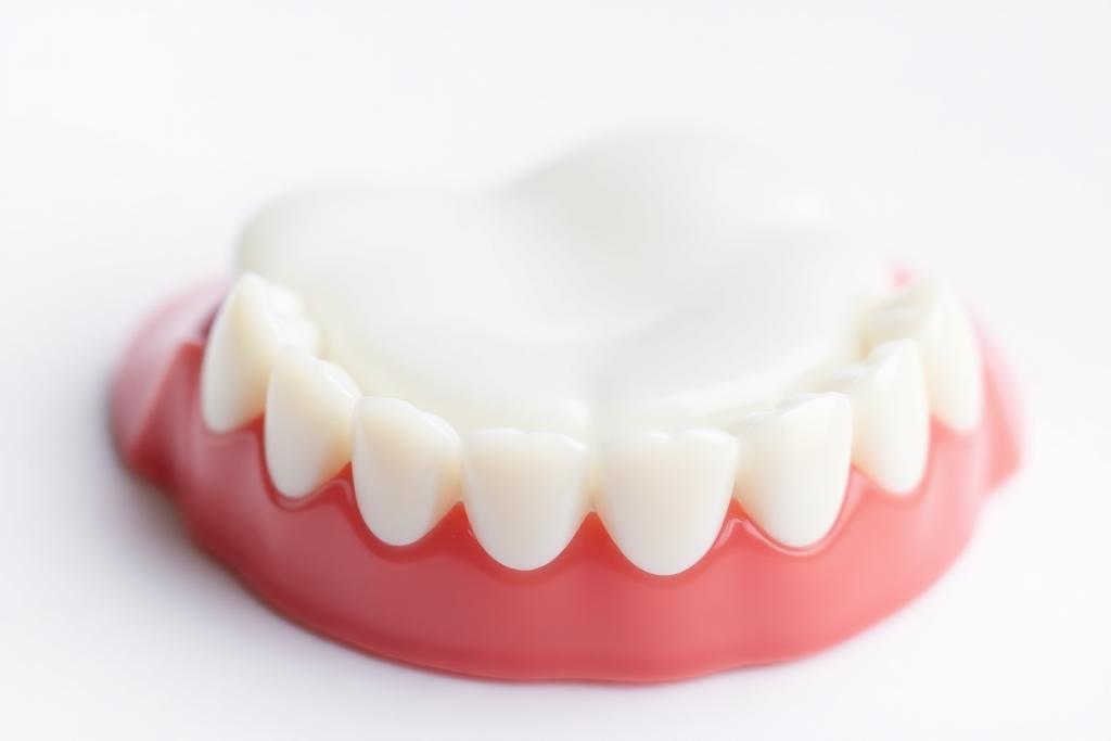 Detalhe macro de lente de contato dental em porcelana